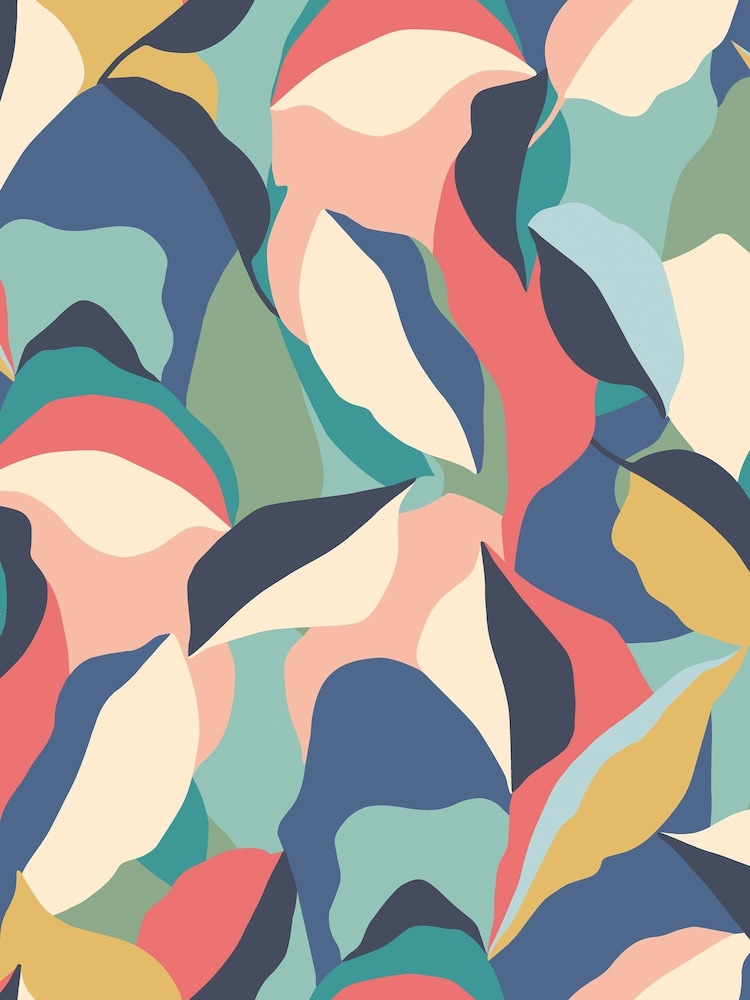 Hoopla Walls Navy Twist Leafy Patchwork A4 Wallpaper Sample - Image 1 of 1