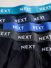 Blue/ Black Waistbands 5 Pack A-Front Cotton Rich Boxers - Image 7 of 8