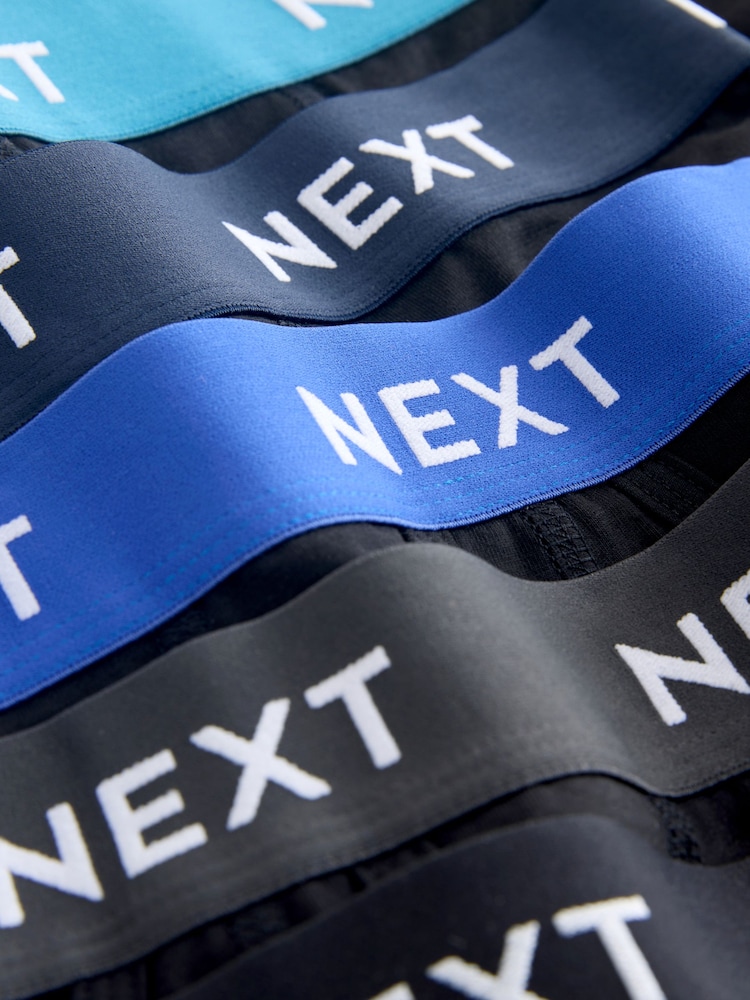 Blue/ Black Waistbands 5 Pack A-Front Cotton Rich Boxers - Image 8 of 8