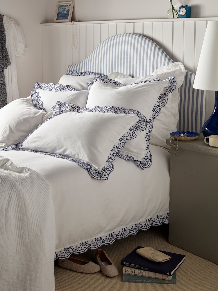 Secret Linen Store White Elsie Cotton Linen Pillowcase - Image 2 of 4