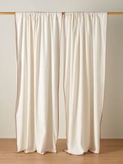 Secret Linen Store Off White Nova 100% Cotton Loop Top Slot Header Curtain - Image 1 of 2