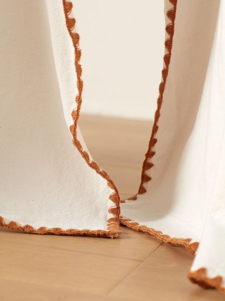 Secret Linen Store Off White Nova 100% Cotton Loop Top Slot Header Curtain - Image 2 of 2
