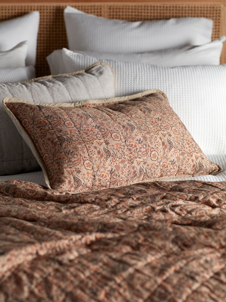 Secret Linen Store Brown Ellie 100% Cotton Quilted Cushion Cover - Image 1 of 3