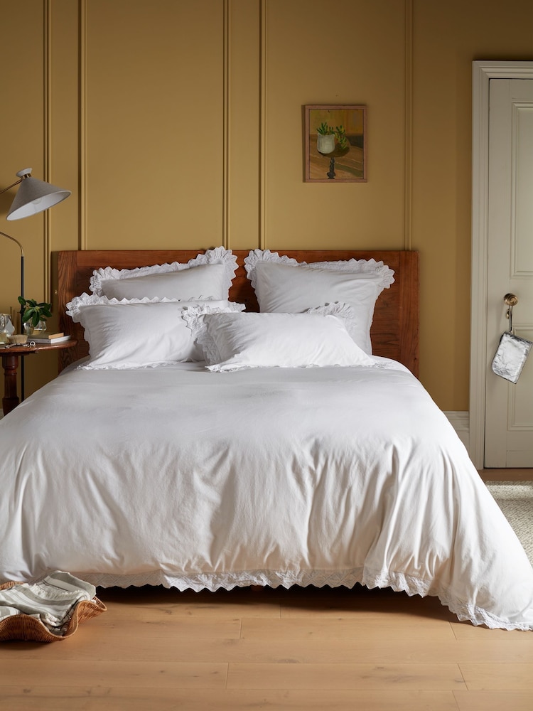 Secret Linen Store White Valerie 100% Cotton Duvet Cover - Image 2 of 4