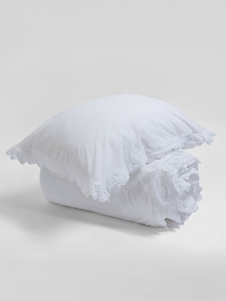 Secret Linen Store White Valerie Cotton Duvet Cover - Image 4 of 4 Secret Linen Store White Valerie Cotton Duvet Cover - Image 4 of 4