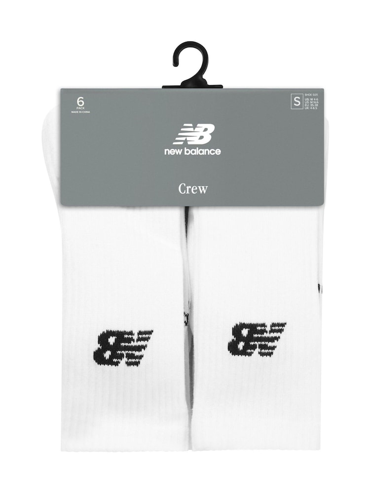 New Balance White Every Day Crew Socks 6 Pack - Image 3 of 3