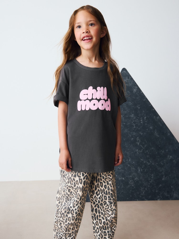 Grey Oversized Graphic Print T-Shirt (3-16yrs) - Image 1 of 8 Grey Oversized Graphic Print T-Shirt (3-16yrs) - Image 1 of 8