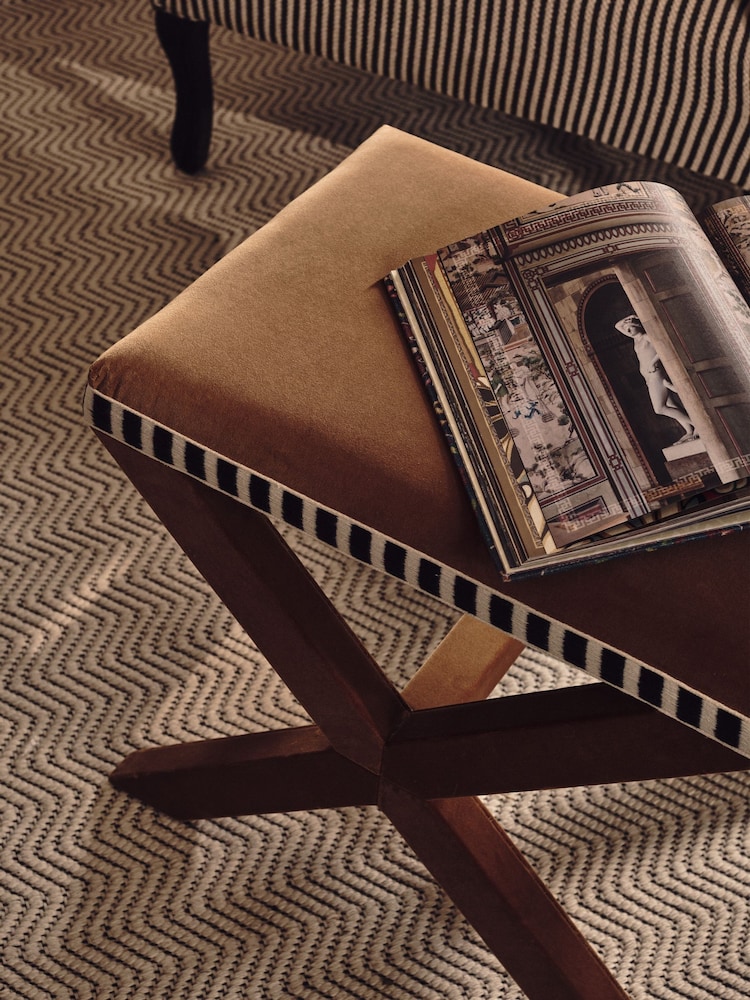 Oka Camel Vaquero Velvet Stool - Image 1 of 6