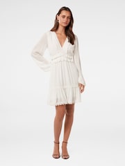 Forever New White Elsa Trim High Low Mini Dress - Image 2 of 5