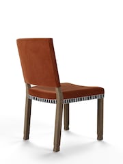 Oka Dirty Orange Abbey Velvet Dining Chair - Image 3 of 6
