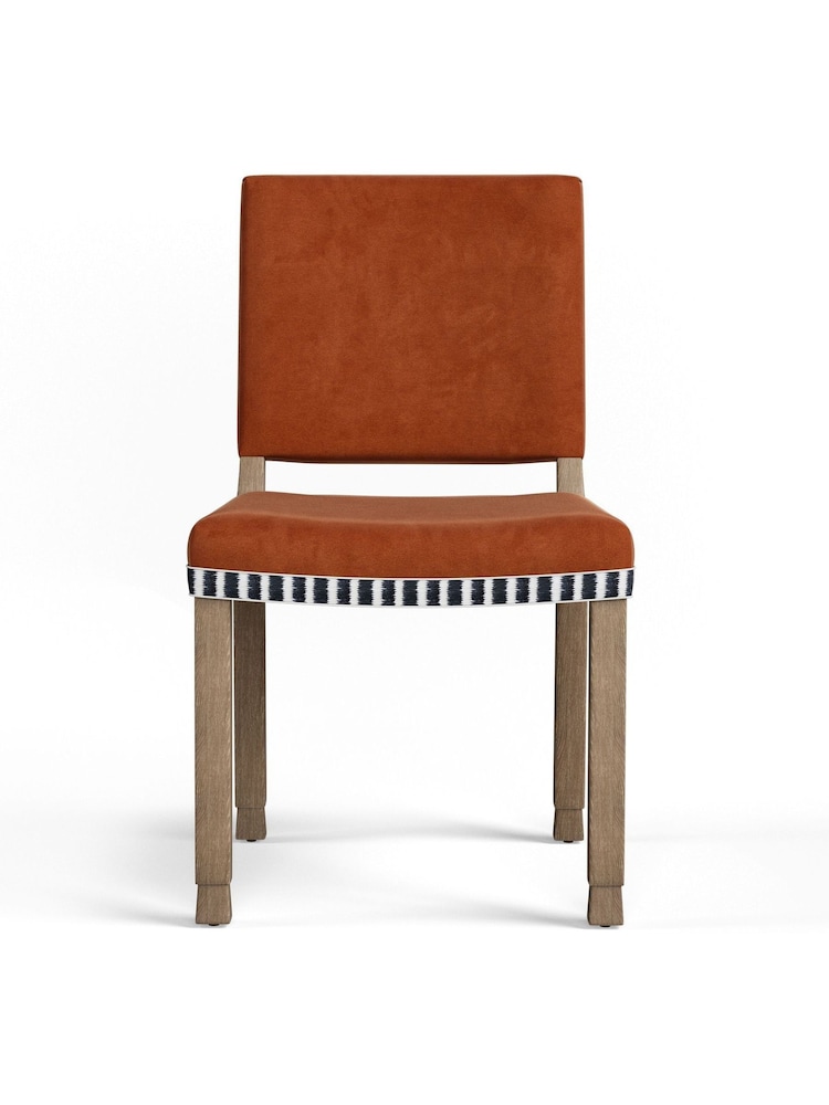 Oka Dirty Orange Abbey Velvet Dining Chair - Image 6 of 6
