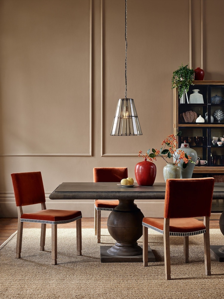 Oka Dirty Orange Abbey Velvet Dining Chair - Image 6 of 6 Oka Dirty Orange Abbey Velvet Dining Chair - Image 6 of 6