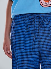 Blue/Black Textured Gingham Wide Leg Trousers - Image 4 of 4