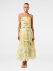 Forever New Yellow Laia Tucked Strapless Dress - Image 5 of 5