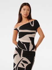 Forever New Black Mia Mesh Twist Side Top - Image 1 of 5