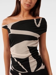 Forever New Black Mia Mesh Twist Side Top - Image 3 of 5