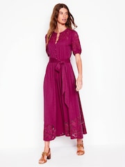 Boden Purple Cutwork Detail Midi Dress - Image 2 of 5