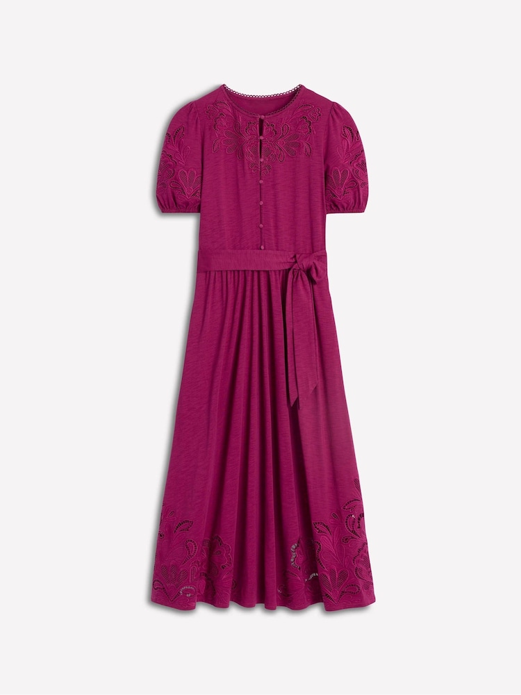 Boden Purple Cutwork Detail Midi Dress - Image 2 of 5