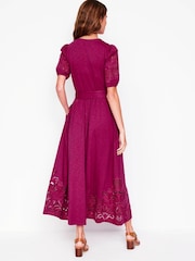 Boden Purple Cutwork Detail Midi Dress - Image 4 of 5