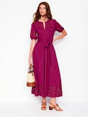 Boden Purple Cutwork Detail Midi Dress - Image 5 of 5