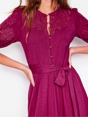 Boden Purple Cutwork Detail Midi Dress - Image 5 of 5
