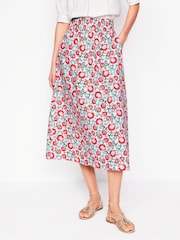 Boden Pink Doublecloth Smocked Midi 100% Cotton Skirt - Image 4 of 5