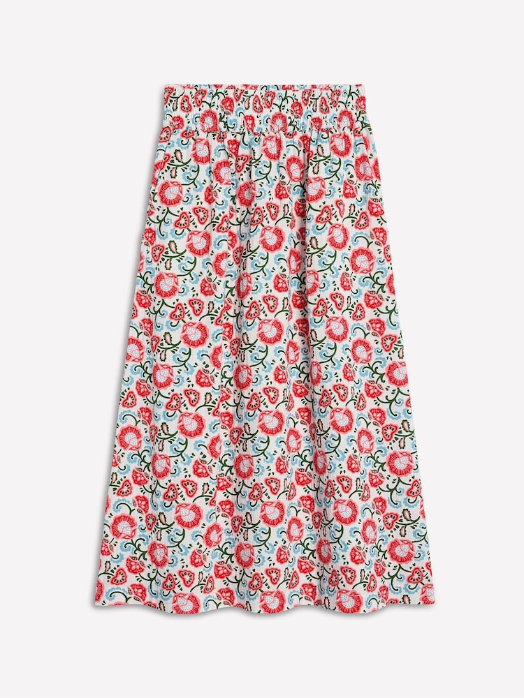 Boden Pink Doublecloth Smocked Midi 100% Cotton Skirt - Image 5 of 5