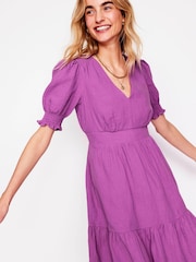 Boden Purple Anna Double Cloth Short 100% Cotton Dress - Image 1 of 5