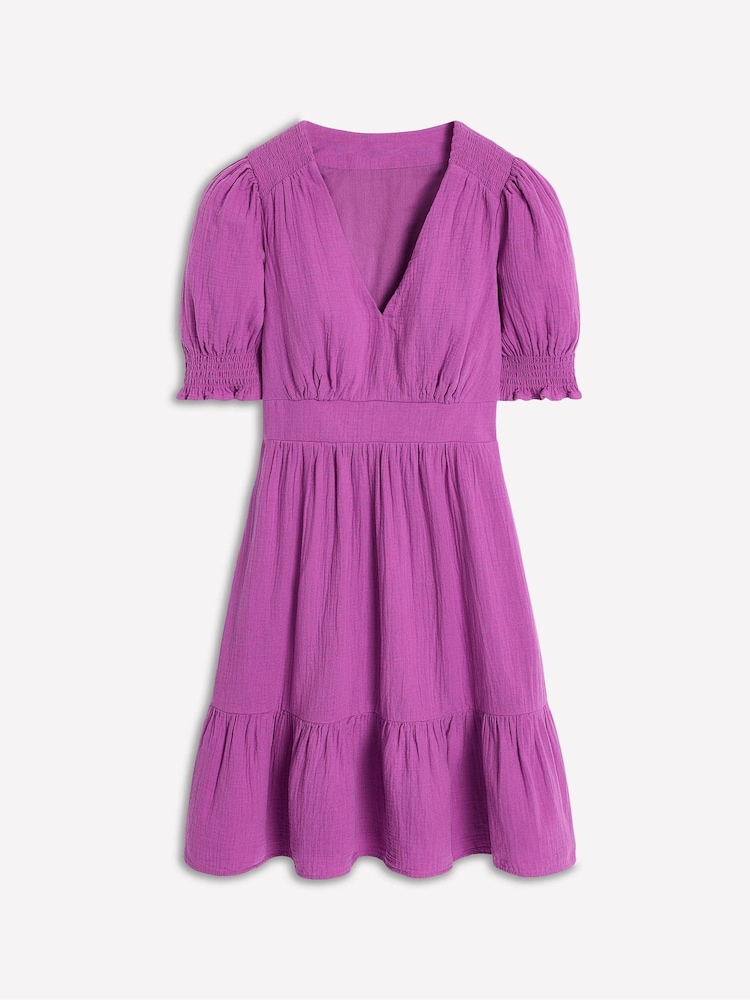 Boden Purple Anna Double Cloth Short 100% Cotton Dress - Image 2 of 5