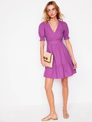 Boden Purple Anna Double Cloth Short 100% Cotton Dress - Image 3 of 5