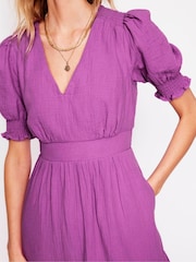 Boden Purple Anna Double Cloth Short 100% Cotton Dress - Image 5 of 5