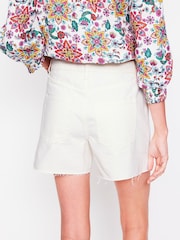 Boden White 100% Cotton Cut Off Denim Shorts - Image 2 of 6