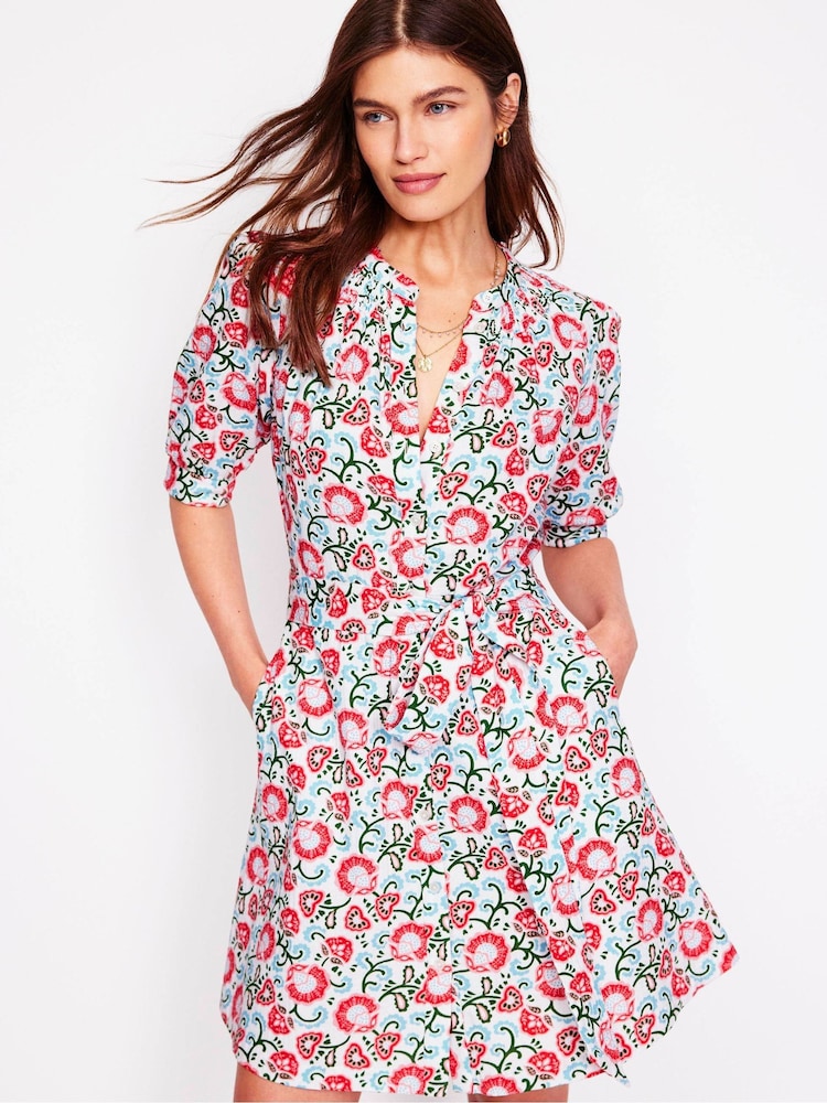 Boden Pink Ada Double Cloth Short 100% Cotton Dress - Image 1 of 5