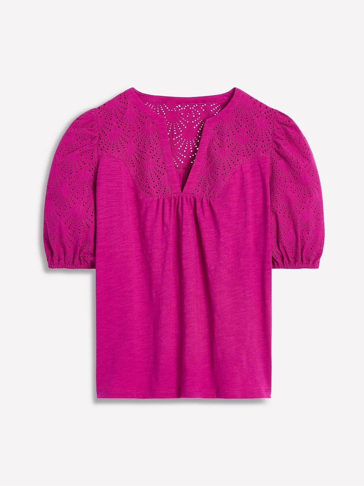 Boden Purple Dolly Broderie 100% Cotton Top - Image 5 of 5 Boden Purple Dolly Broderie 100% Cotton Top - Image 5 of 5
