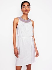 Boden White Eleni Embroidered Short 100% Cotton Dress - Image 1 of 5