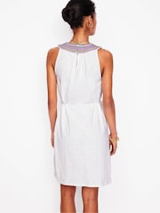 Boden White Eleni Embroidered Short 100% Cotton Dress - Image 2 of 5