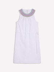 Boden White Eleni Embroidered Short 100% Cotton Dress - Image 5 of 5