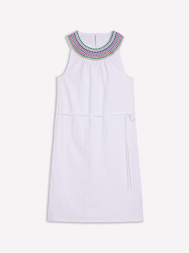 Boden White Eleni Embroidered Short 100% Cotton Dress - Image 5 of 5