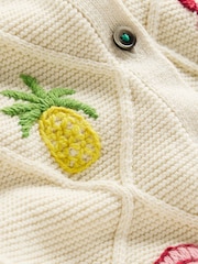 Boden Cream Embroidered Pointelle 100% Cotton Cardigan - Image 4 of 4