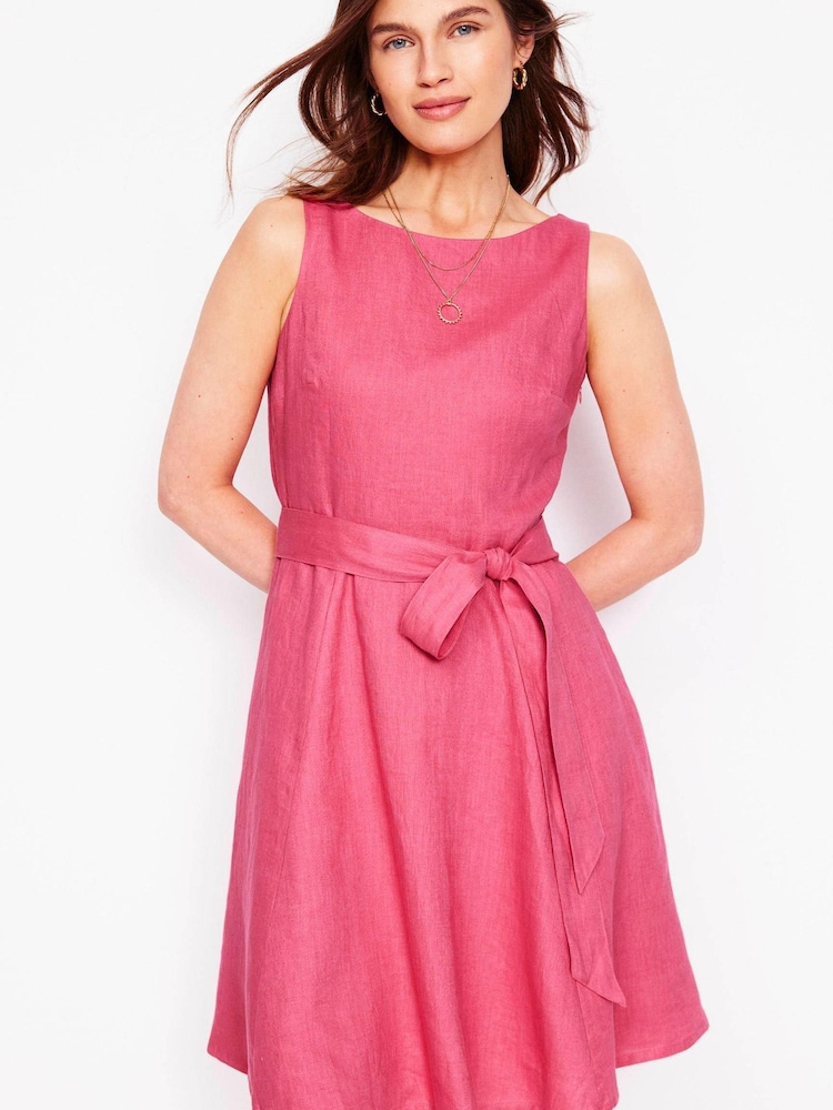 Boden Pink Anya Sleeveless 100% Linen Dress - Image 1 of 5