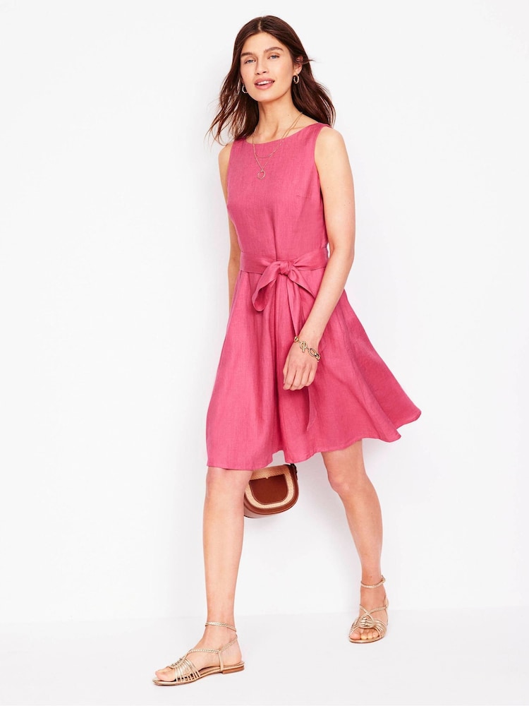 Boden Pink Anya Sleeveless 100% Linen Dress - Image 2 of 5