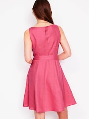 Boden Pink Anya Sleeveless 100% Linen Dress - Image 4 of 5