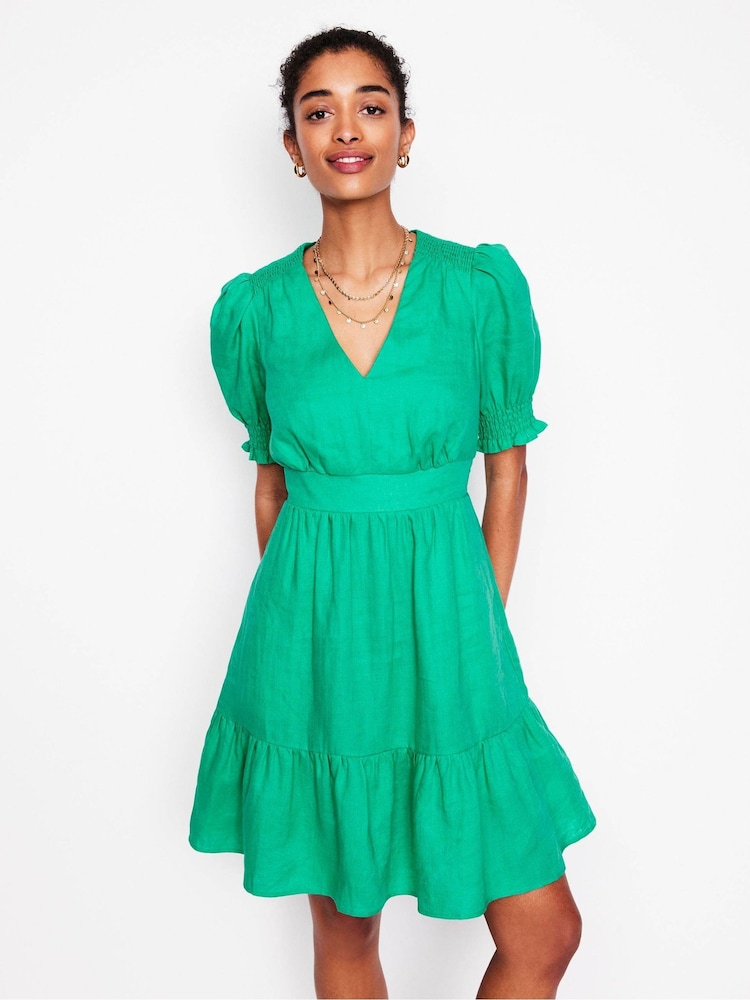 Boden Green Anna Short 100% Linen Dress - Image 1 of 5 Boden Green Anna Short 100% Linen Dress - Image 1 of 5