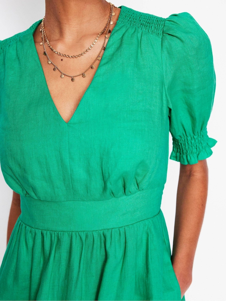 Boden Green Anna Short 100% Linen Dress - Image 2 of 5