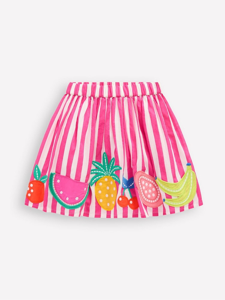 Boden Pink Appliqué 100% Cotton Skirt - Image 2 of 4