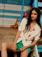 Boden Ivory Embroidered T-Shirt 100% Cotton Cardigan - Image 1 of 7
