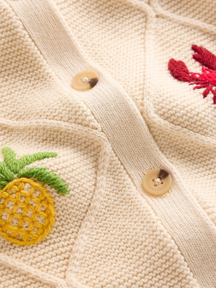 Boden Ivory Embroidered T-Shirt 100% Cotton Cardigan - Image 7 of 7