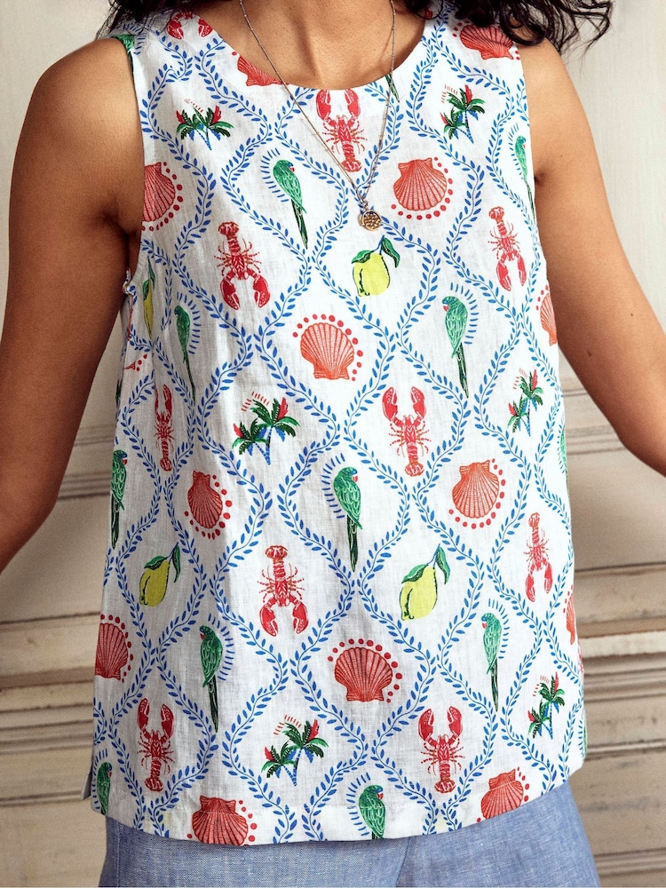 Boden Cream 100% Linen Shell Top - Image 5 of 5