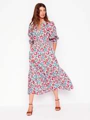 Boden Multi Elena Tiered Midi 100% Cotton Dress - Image 2 of 5