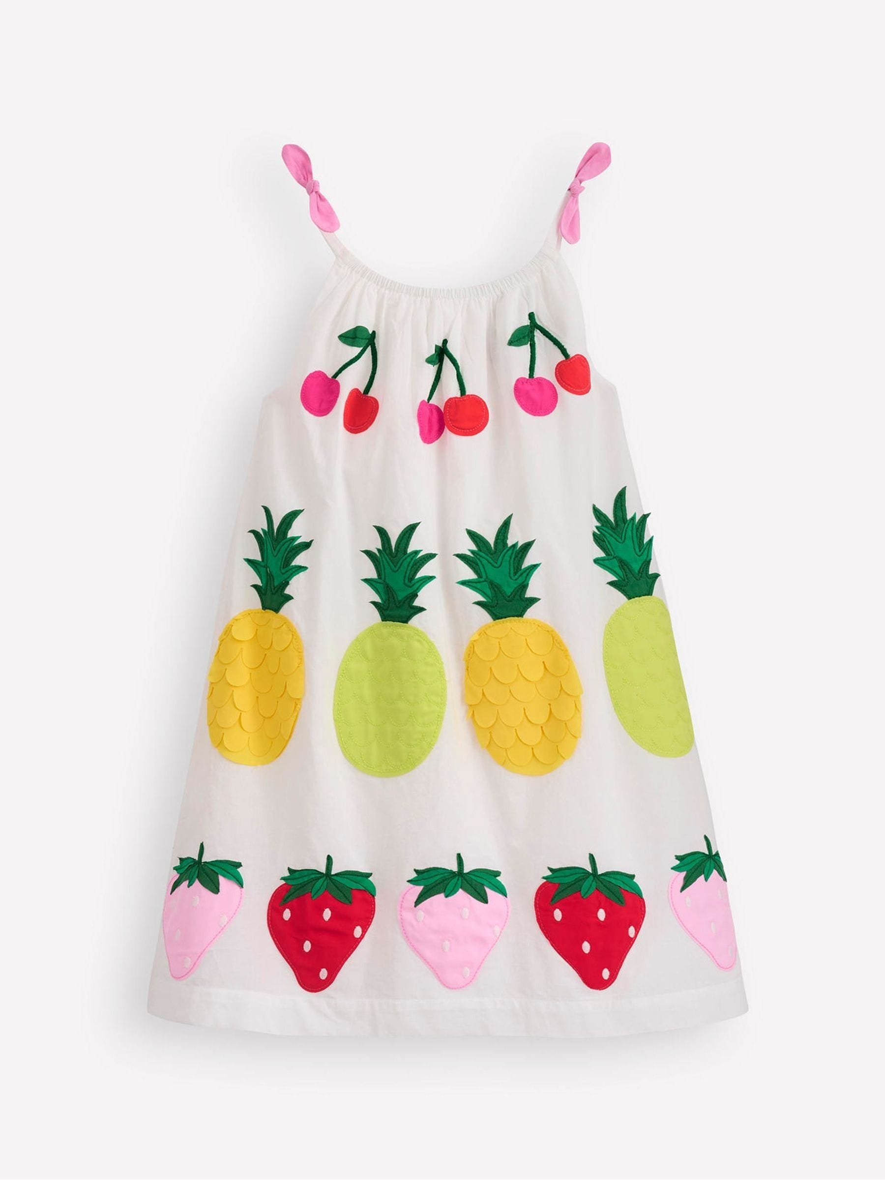 Boden Cream Strappy Appliqué 100% Cotton Dress